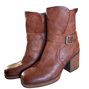 Korks Marci II Block Heel Boot Booties BROWN ~ Sz